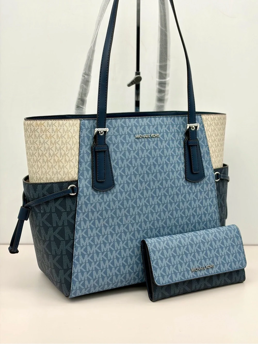 Michael Kors Voyager Color-Block Logo Tote Shoulder Bag and Matching Wallet